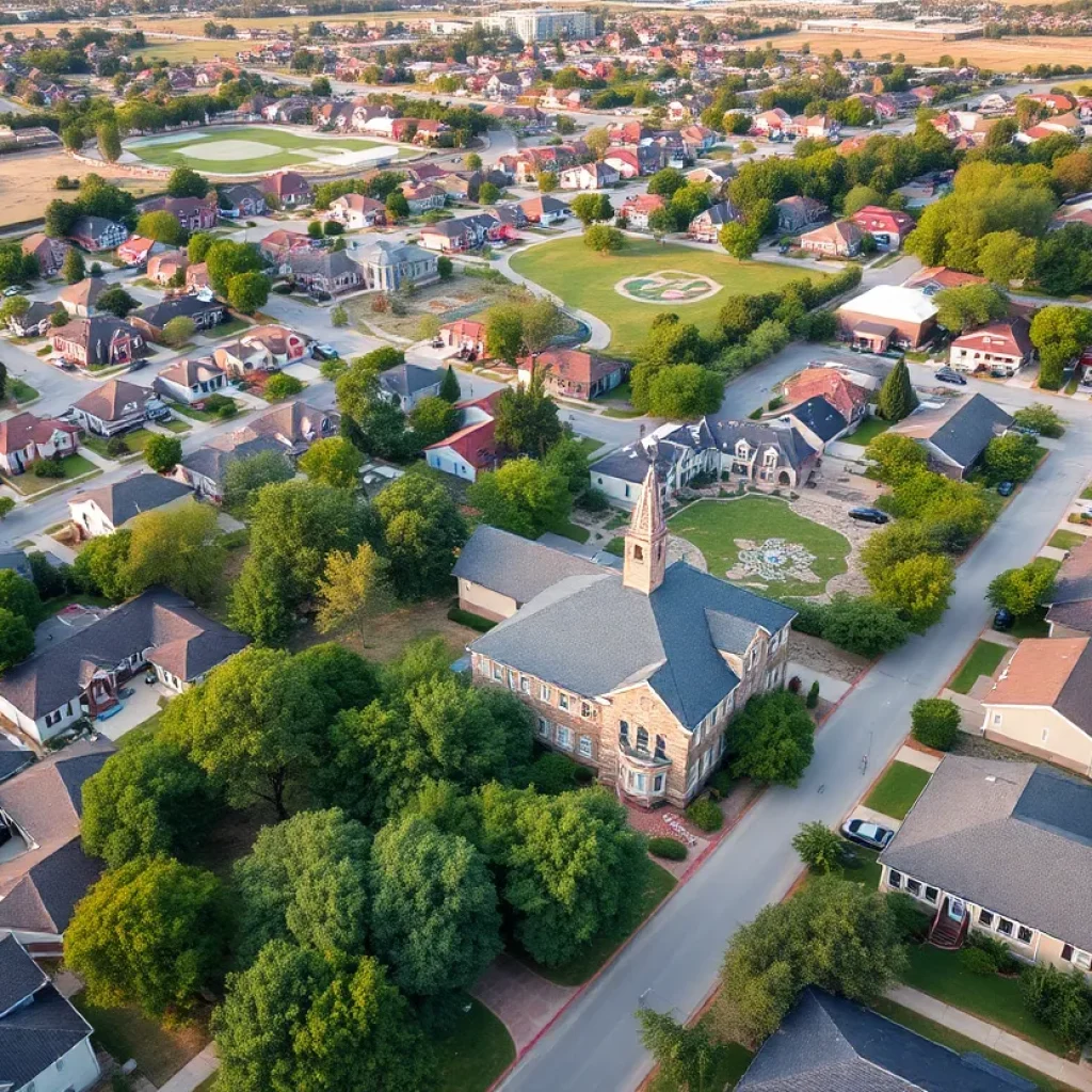 Aerial view of residential neighborhoods in Georgetown, Texas
