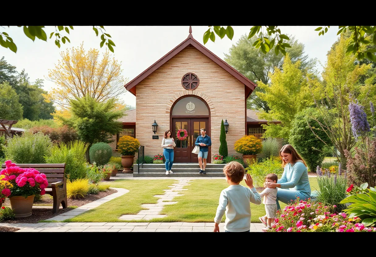 A serene garden representing the spirit of community and education.