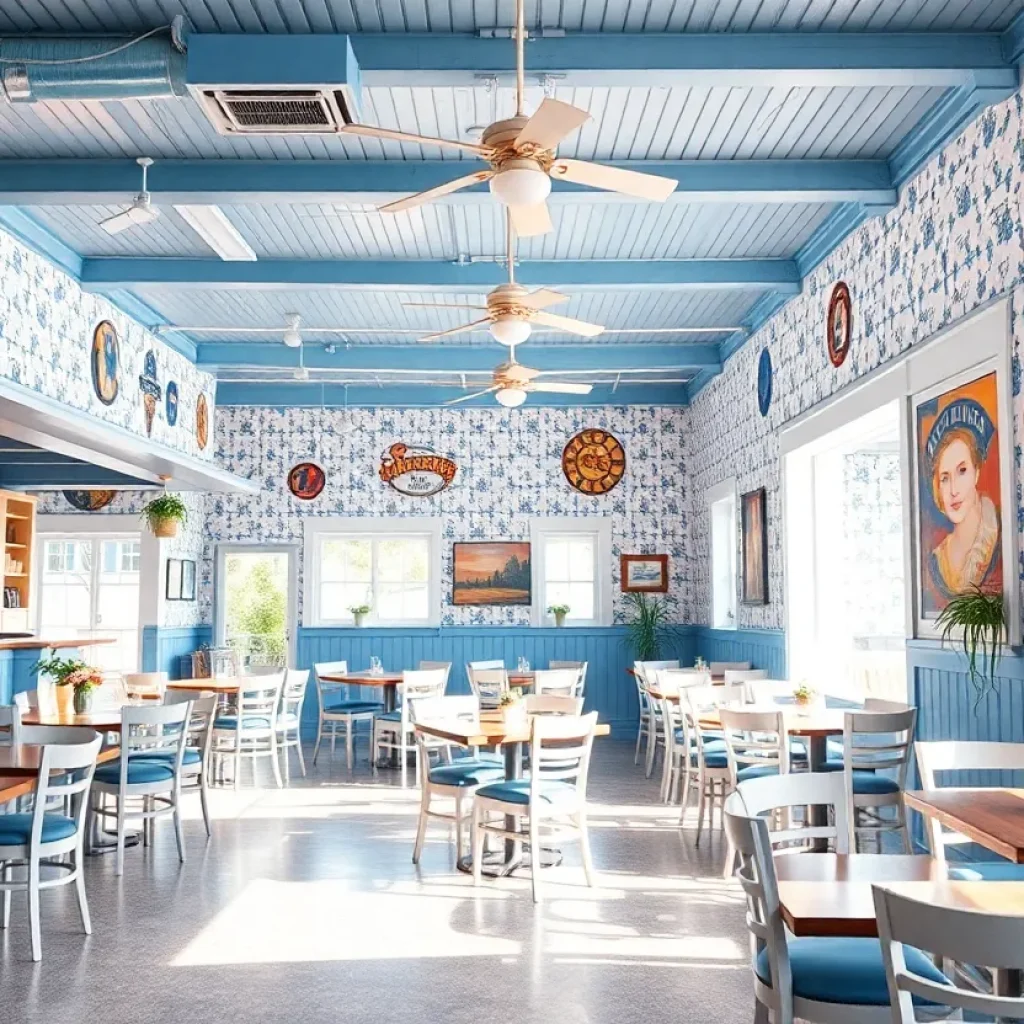Interior of Hissy Fit restaurant in North Austin featuring Southern decor