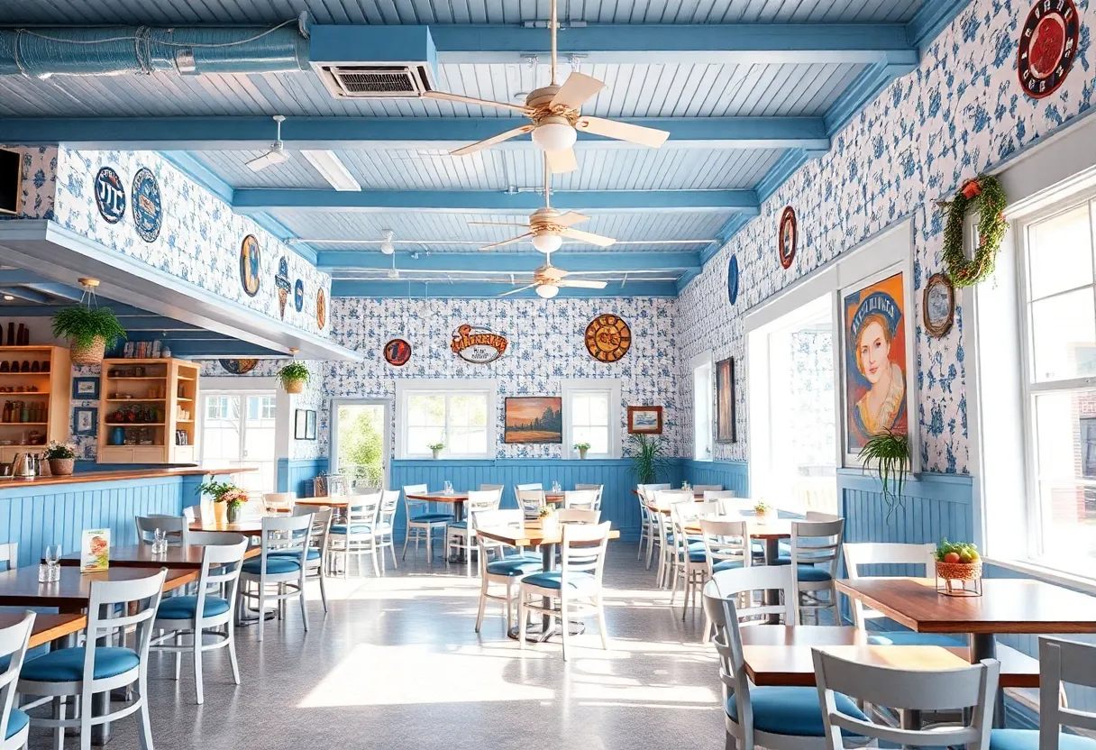 Interior of Hissy Fit restaurant in North Austin featuring Southern decor