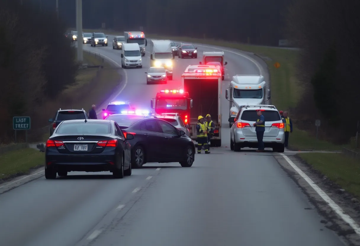 Crash site on I-35 in Round Rock with emergency responders