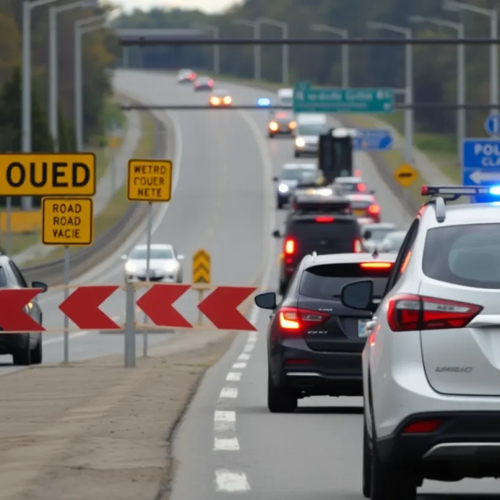 Traffic on I-35 during police activity