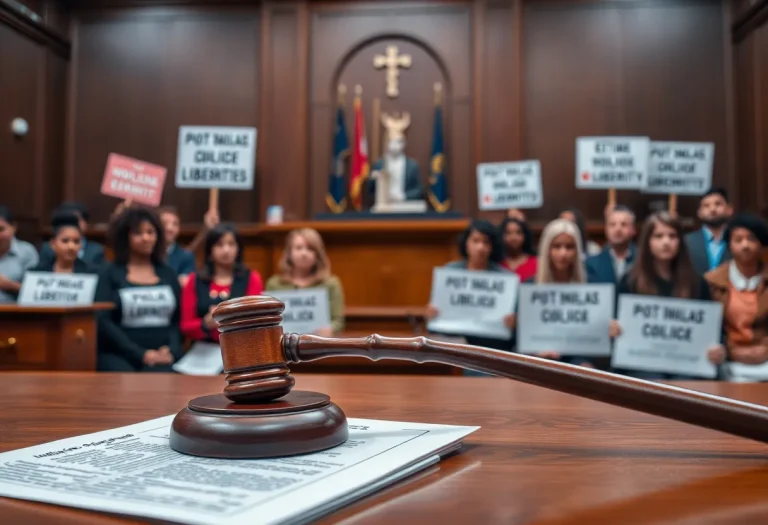 Courtroom representation of justice and activism
