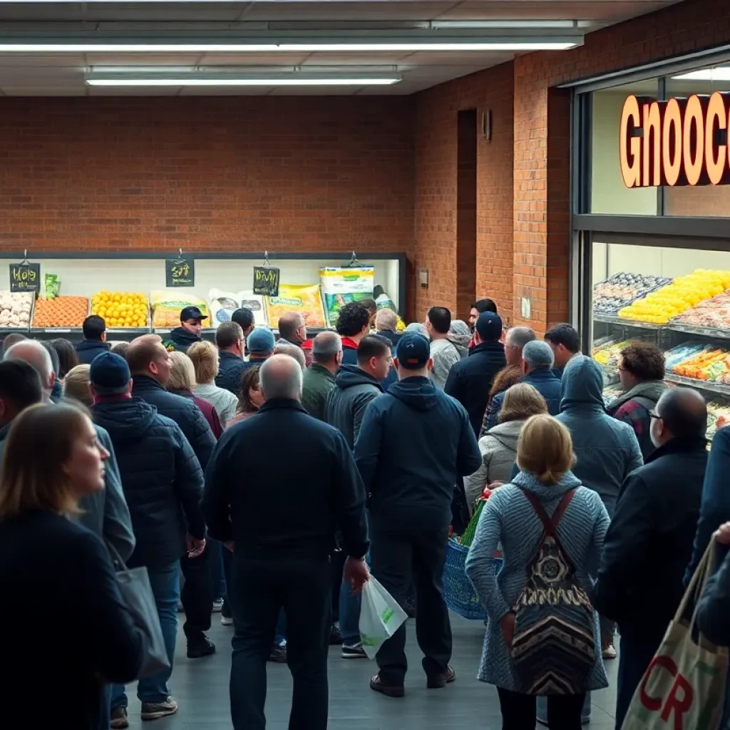 Scene of a grocery store reopening after a shooting incident