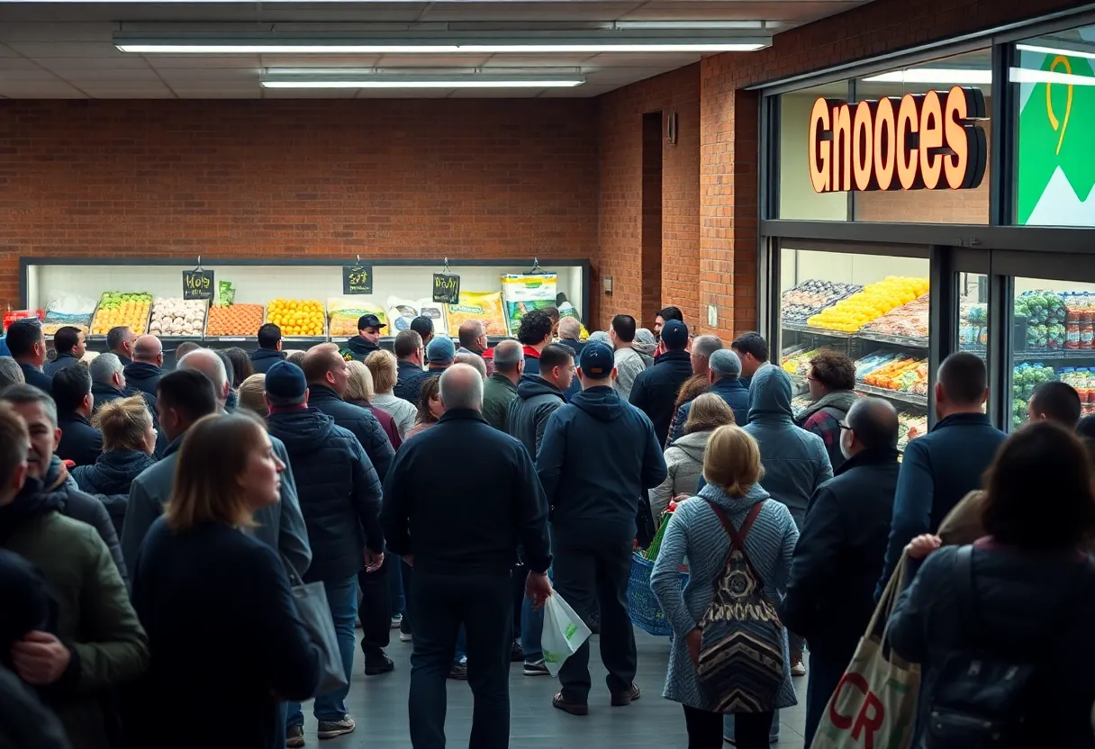 Scene of a grocery store reopening after a shooting incident
