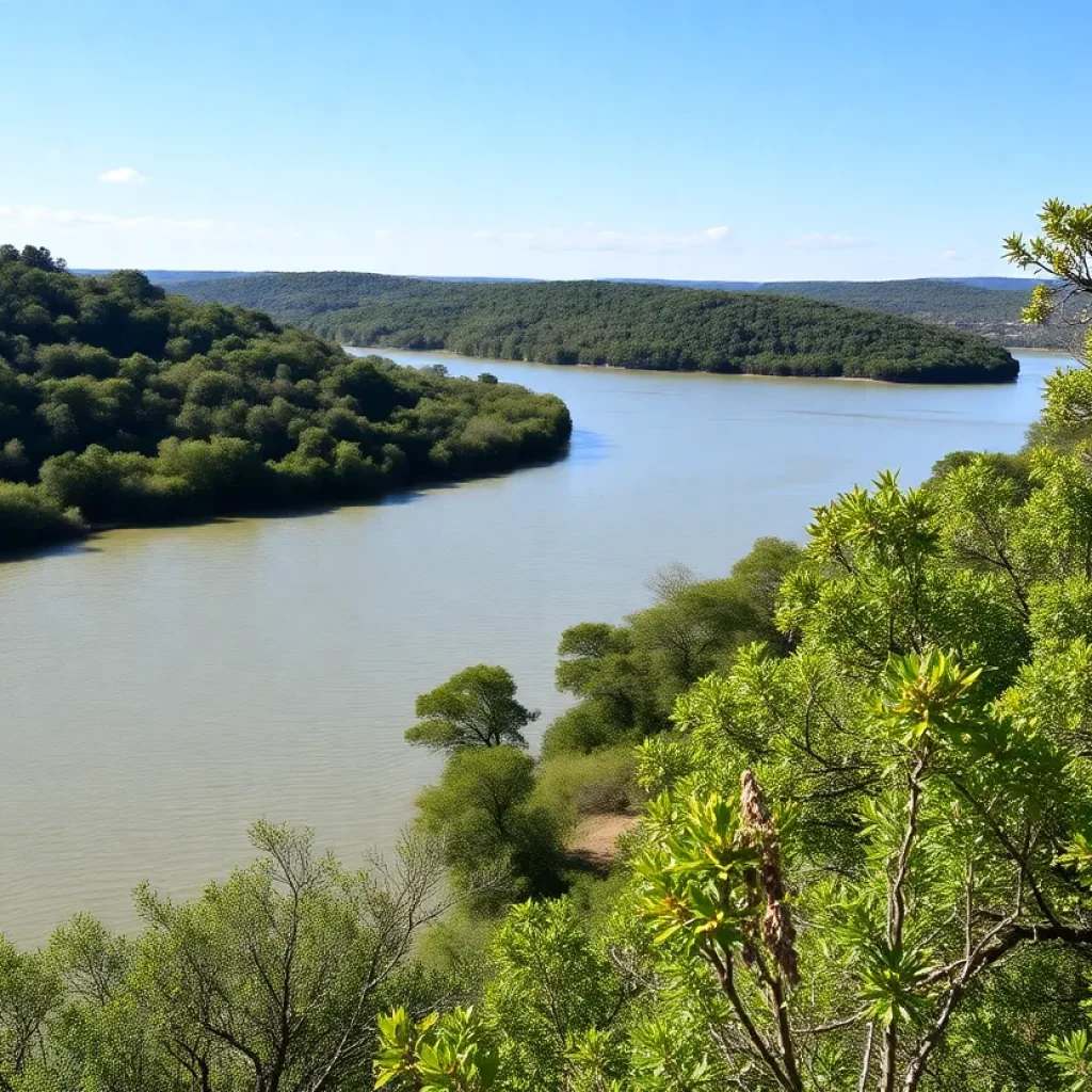 Lake Travis with rising water levels after recent rainfall in Texas