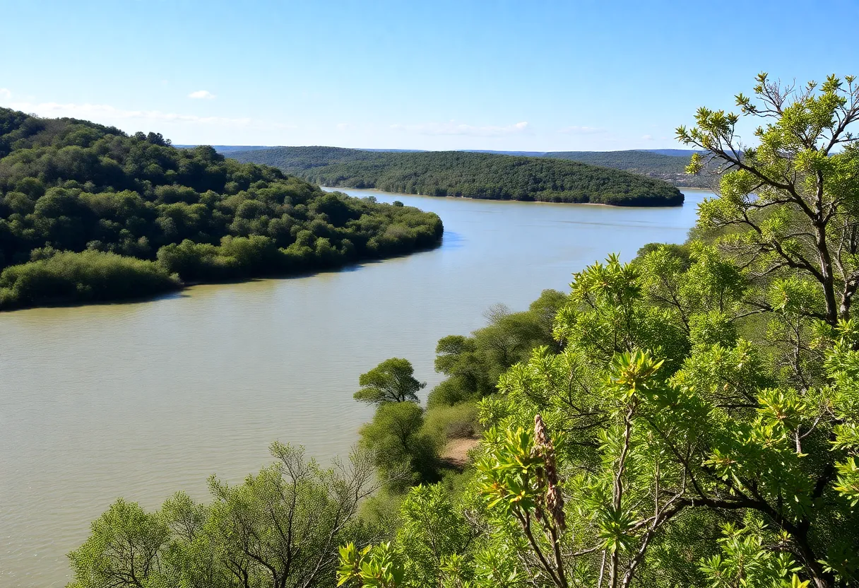 Lake Travis with rising water levels after recent rainfall in Texas