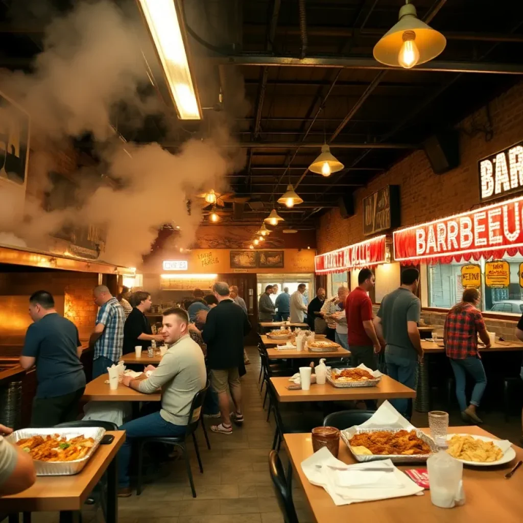 Barbecue restaurant competition in Lockhart, Texas.
