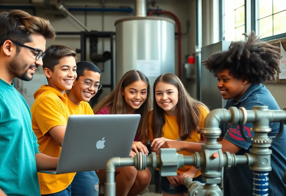 Students participating in online training for water and wastewater operator licenses