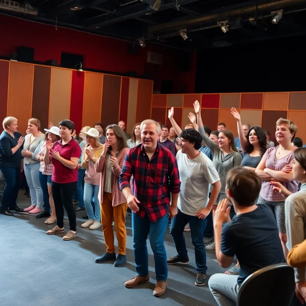 A scene from the Penfold Theatre showcasing a comedic performance based on Chekhov.