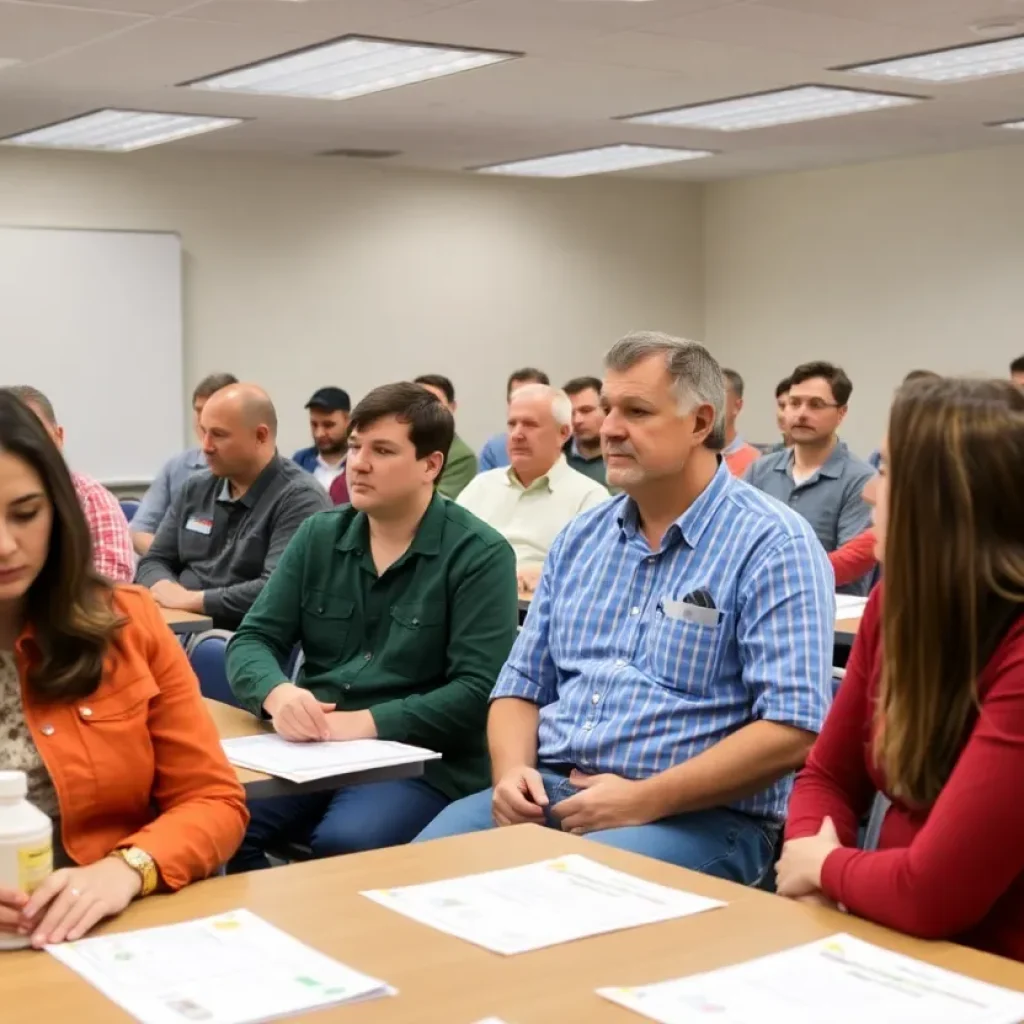 Participants attending a pesticide applicator training session