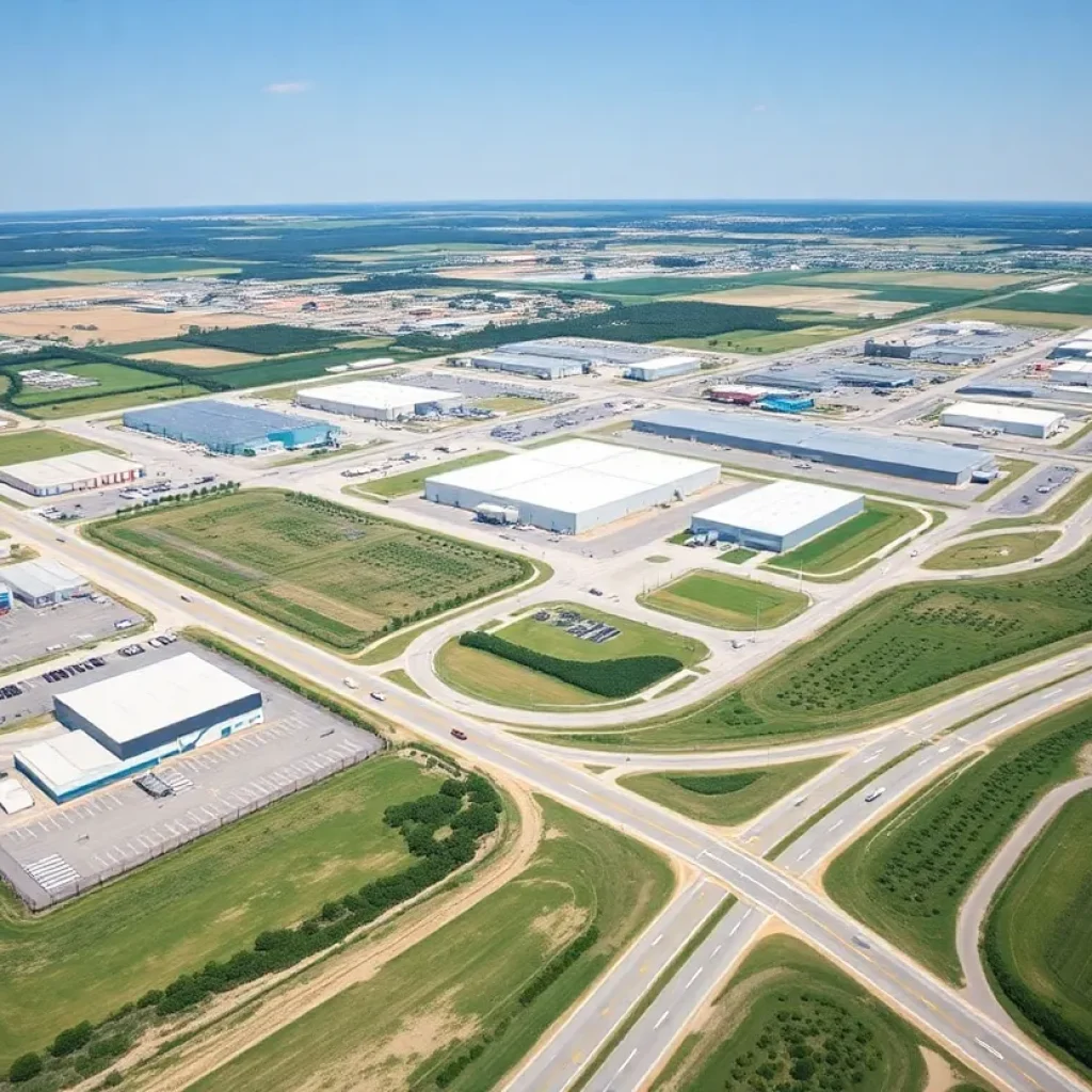Aerial view of proposed industrial site in Pflugerville, Texas