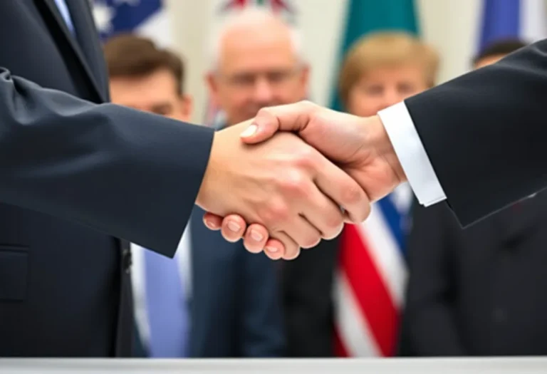 Symbolic handshake representing reconciliation between two influential leaders