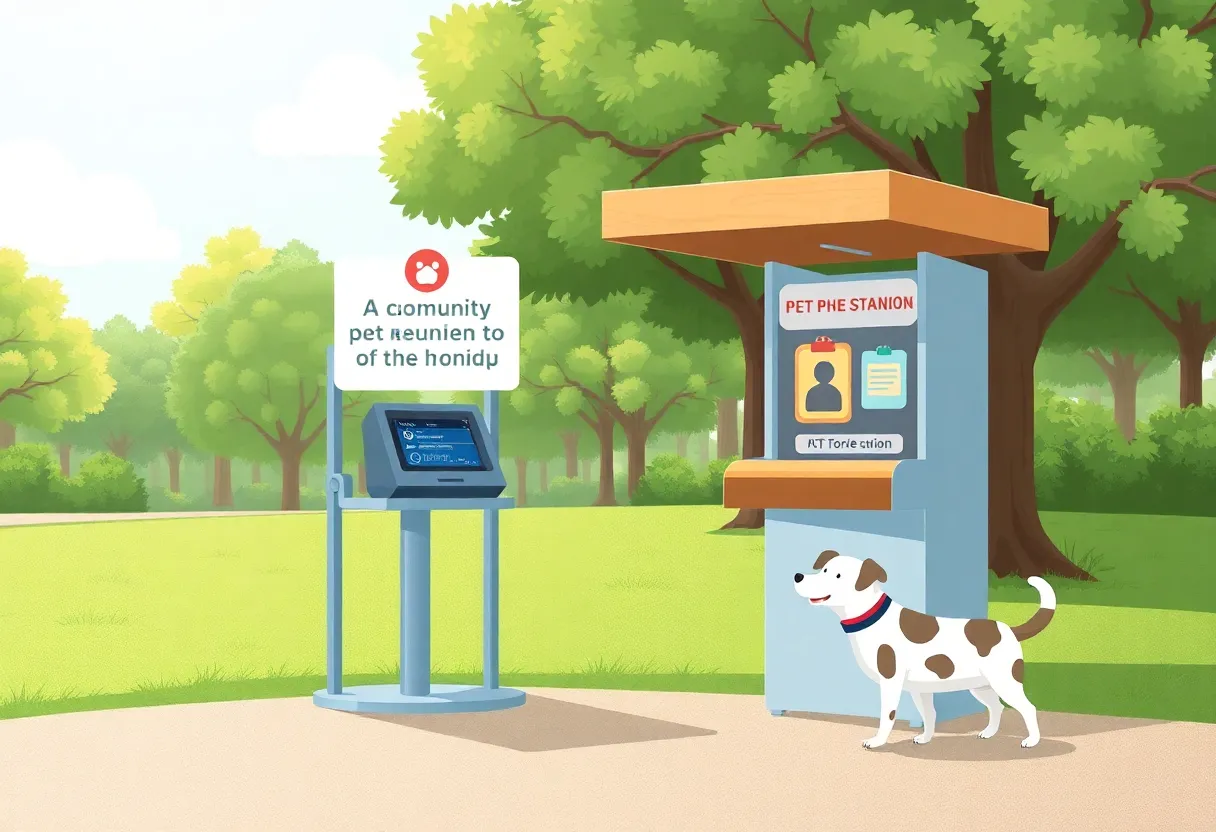 A community pet reunion station featuring a microchip scanner.