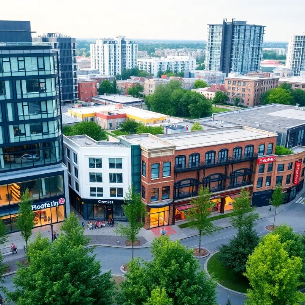 Visual representation of a mixed-use development plan in Round Rock.