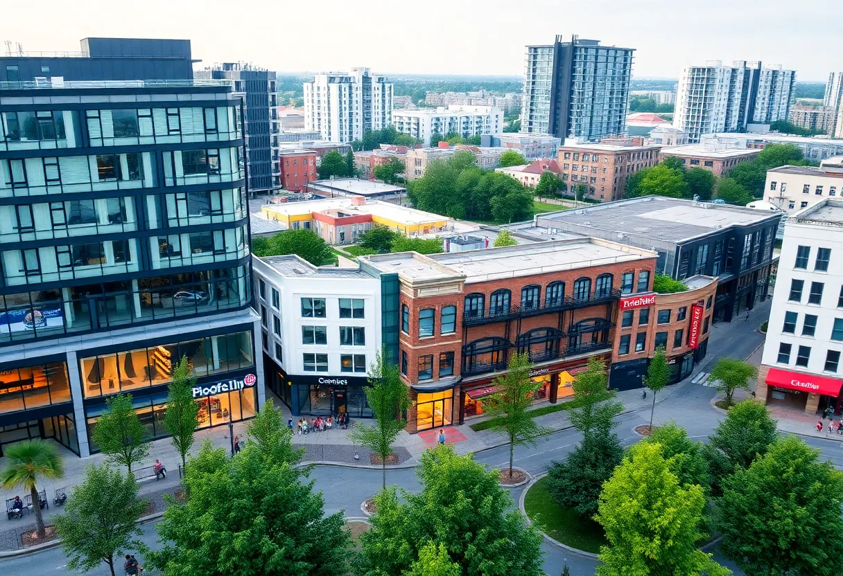 Visual representation of a mixed-use development plan in Round Rock.