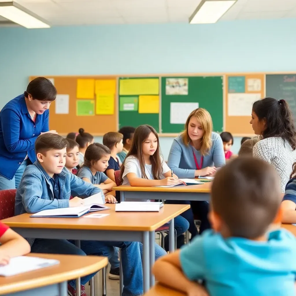 Teachers instructing students in a classroom setting