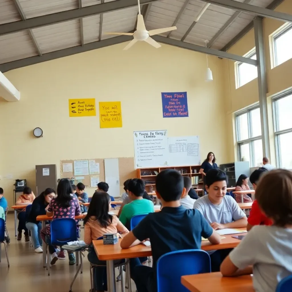 Students in a Texas school participating in a learning activity focused on support and resources.