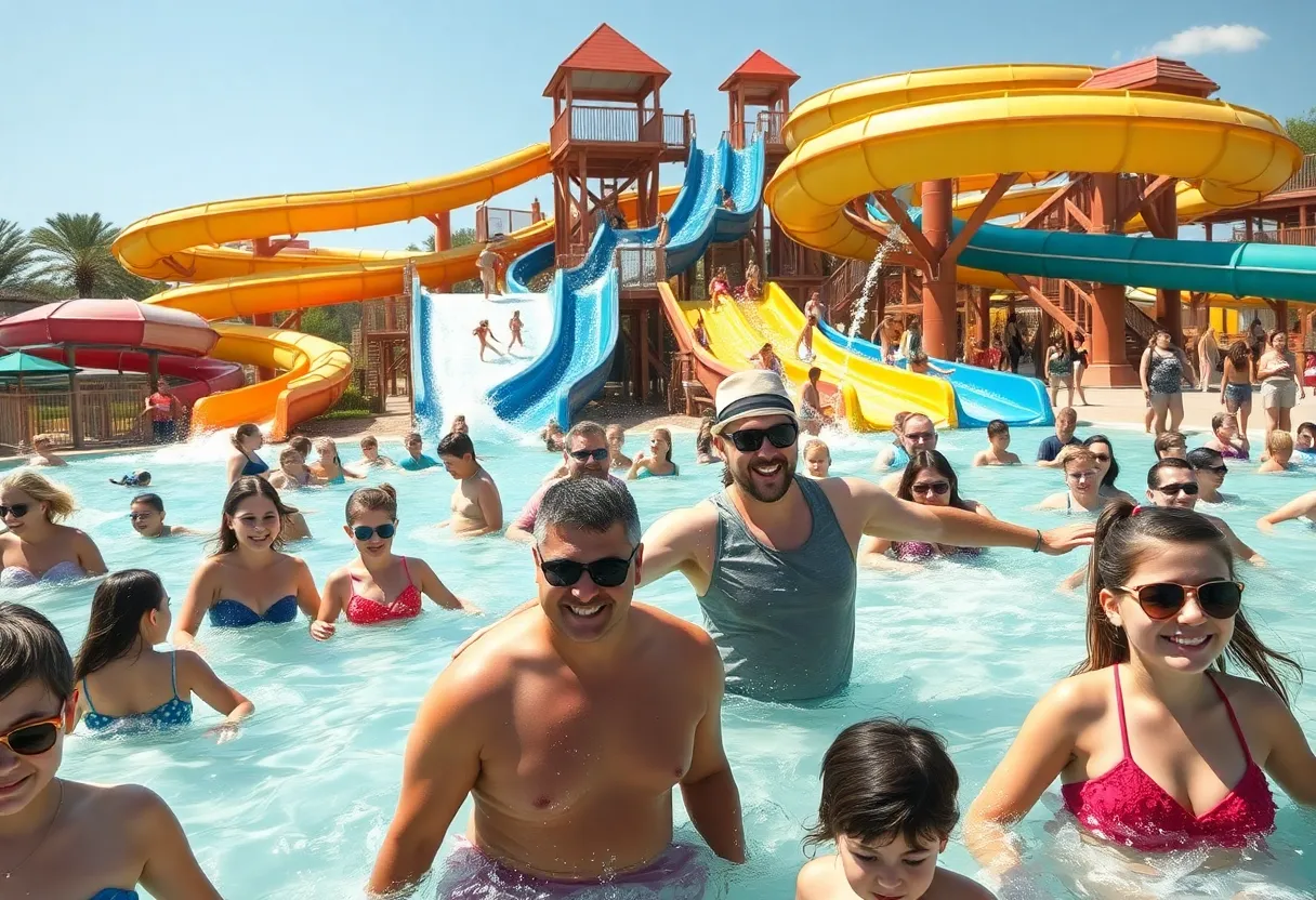 Families enjoying Typhoon Texas Waterpark on Father's Day