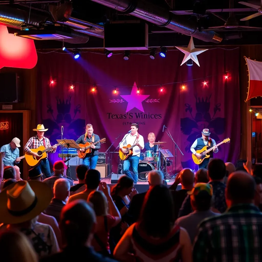 Concert scene featuring musicians performing Western Swing music