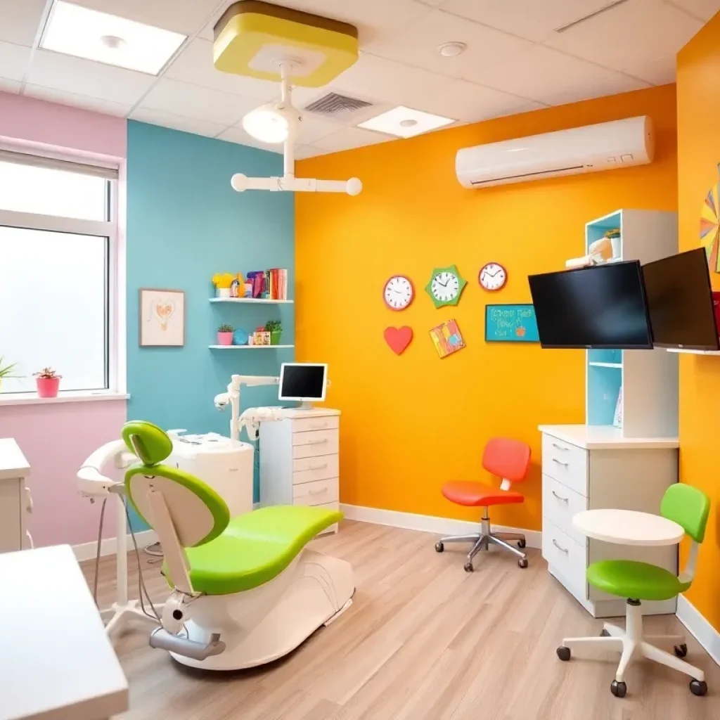 Interior view of a kid-friendly pediatric dental office.