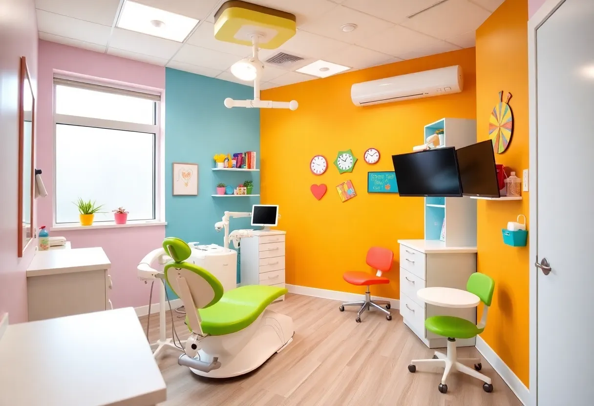 Interior view of a kid-friendly pediatric dental office.