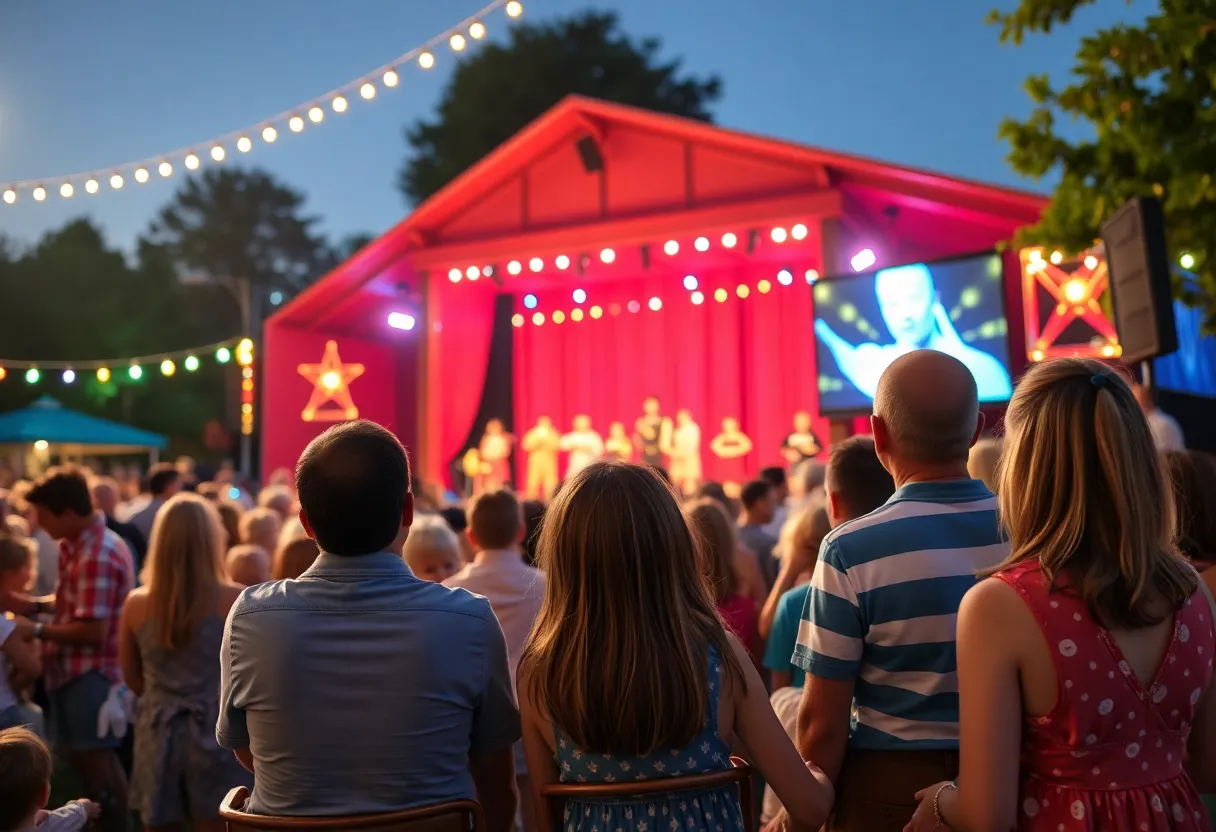 Families enjoying an outdoor summer musical performance in Austin