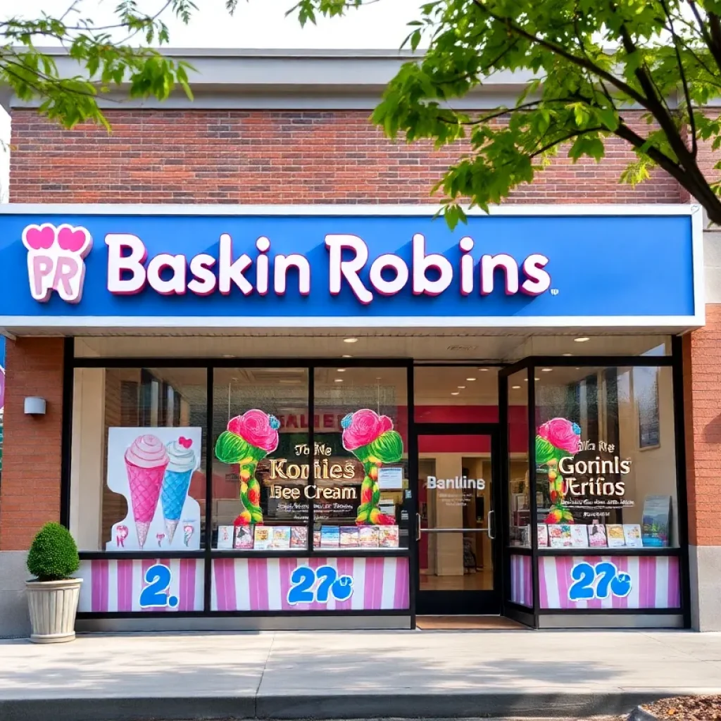 New Baskin Robbins store in Leander, Texas showcasing ice cream options