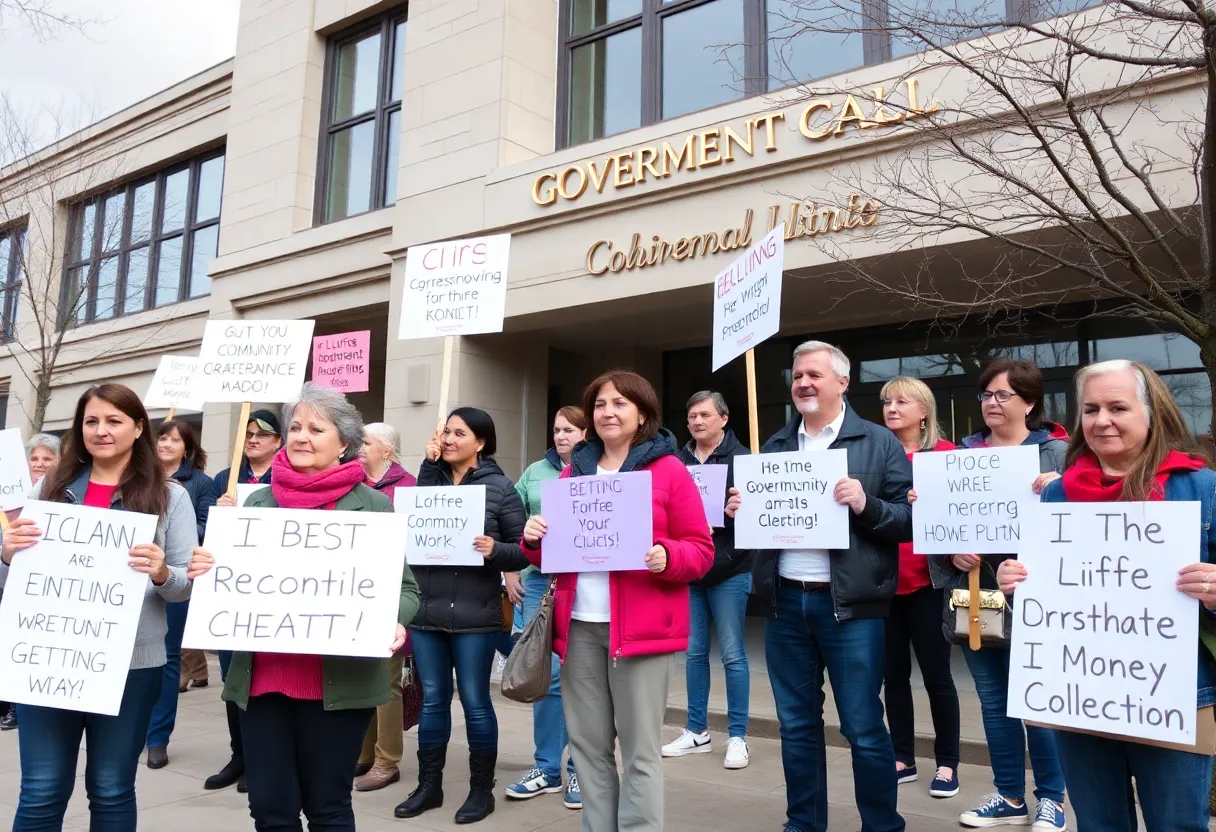 Citizens protesting outside John Carter's office in Belton