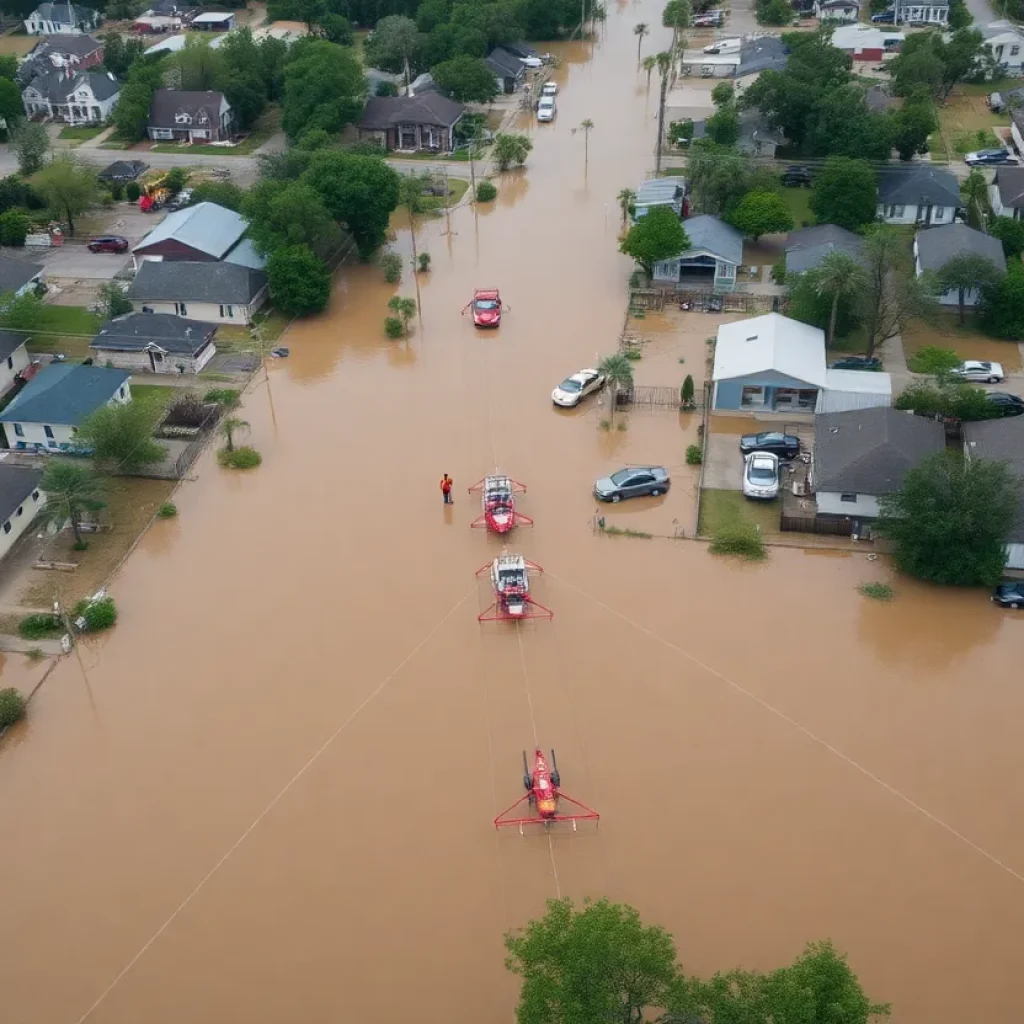 Emergency rescue operations in flooded areas of Central Texas