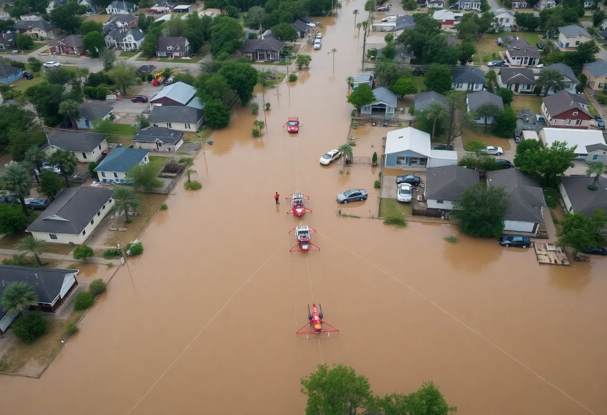 Emergency rescue operations in flooded areas of Central Texas