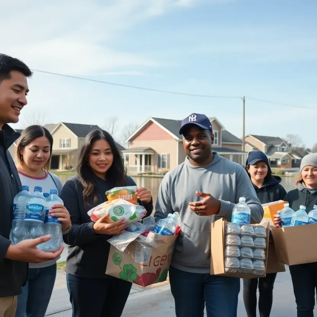 Volunteers collecting donations for flood victims in Central Texas.