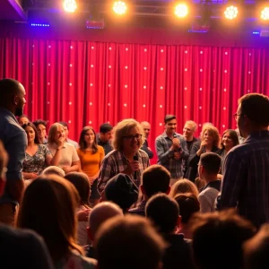 A lively comedy competition at Cap City Comedy Club featuring various performers and an engaged audience.