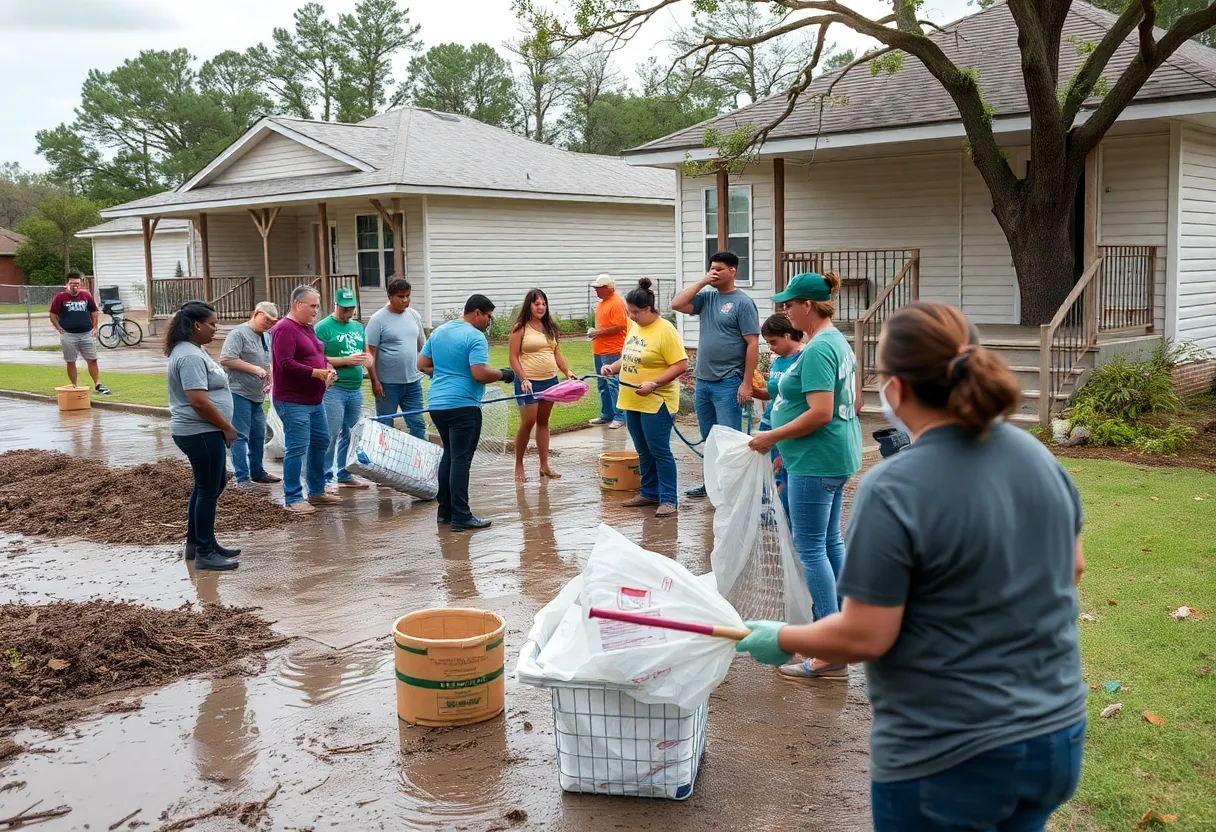 Volunteers in Georgetown Texas assisting in flood recovery efforts