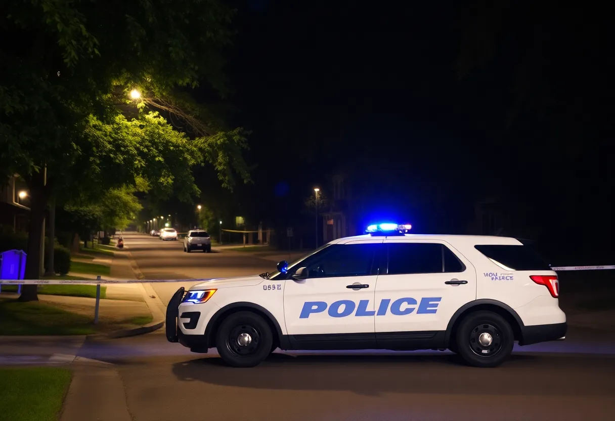 Police car in suburban area amid investigation