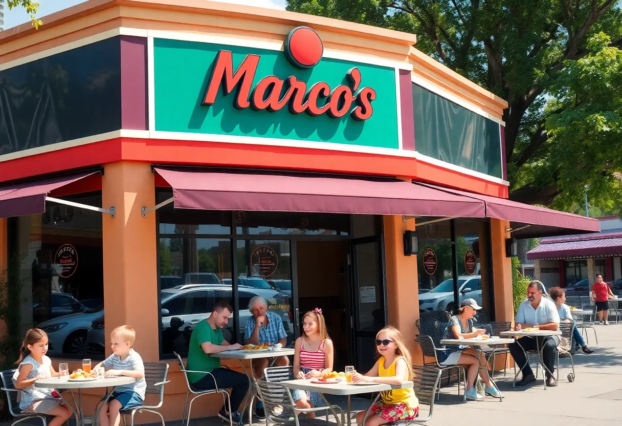 Exterior view of Marco's Pizza in Leander, Texas