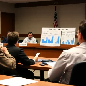City Council meeting discussing Pflugerville utility fee increases