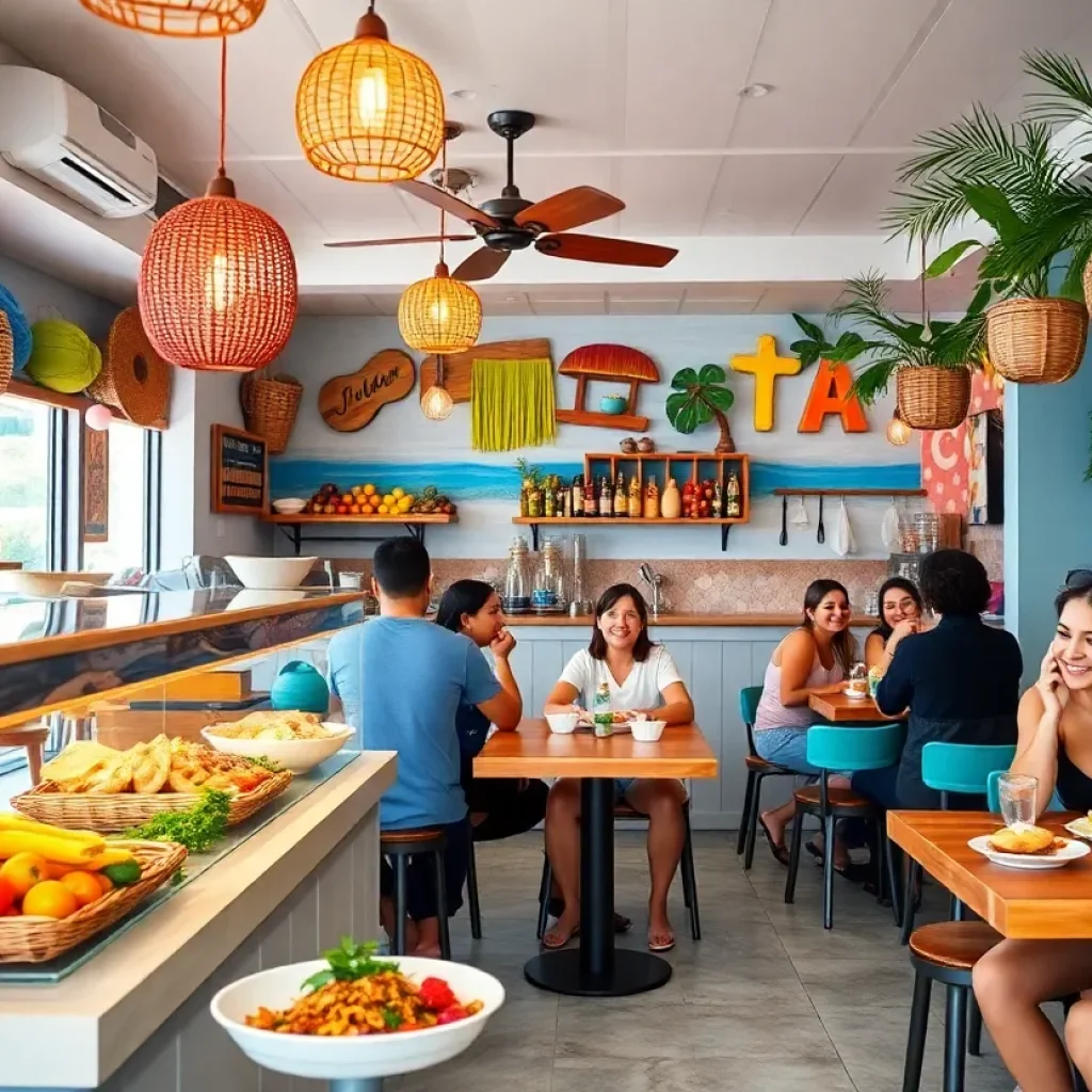 Interior view of Playa Bowls Georgetown with customers enjoying healthy meals