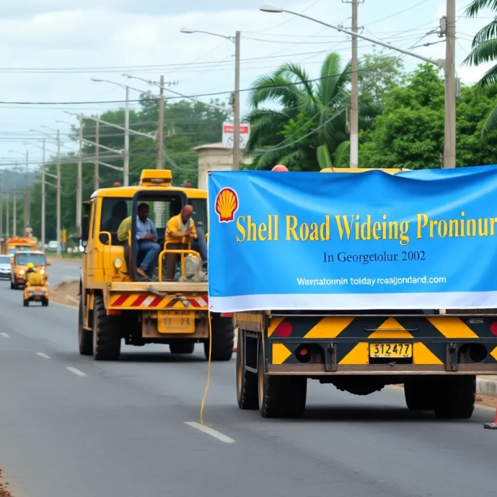 Workers on Shell Road construction site in Georgetown