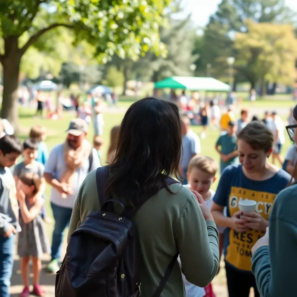 Community members engaging in recreational activities at a park event
