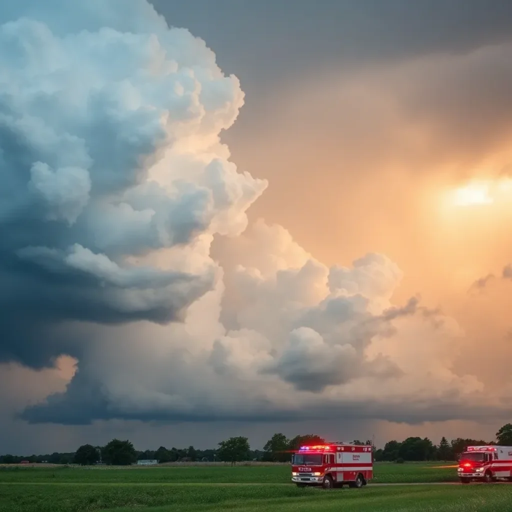 Severe storm clouds over Texas landscape preparing for flash floods