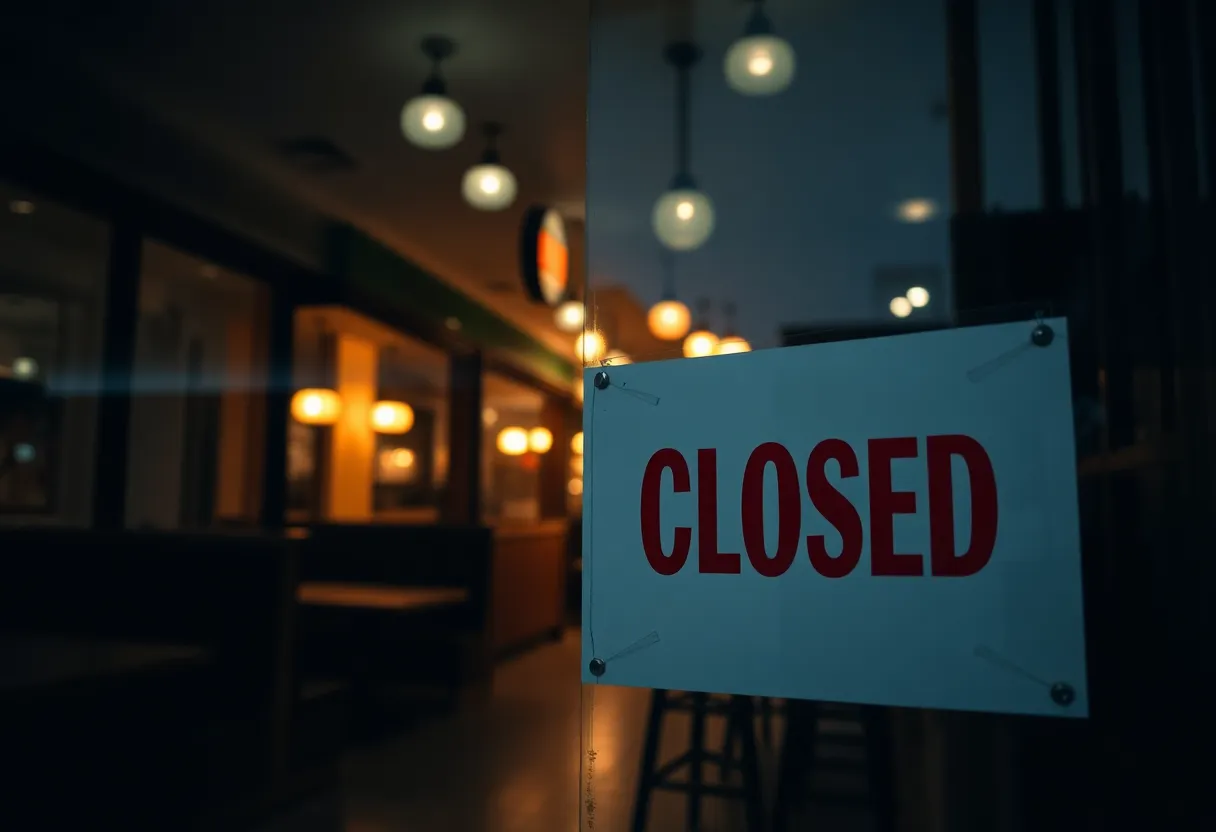 Closed exterior of Z'Tejas restaurant with a 'Closed' sign