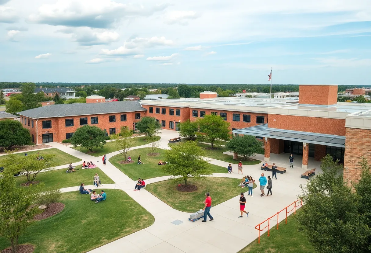 Students on the campus of a private K-12 school in Austin, TX.