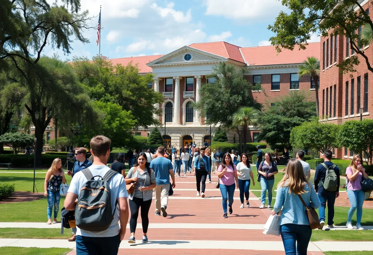Students at Georgia Southwestern State University welcoming new freshmen