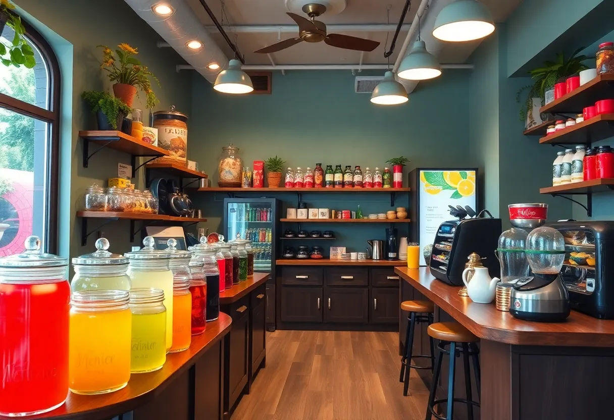 Inside view of HTeaO showcasing various beverages