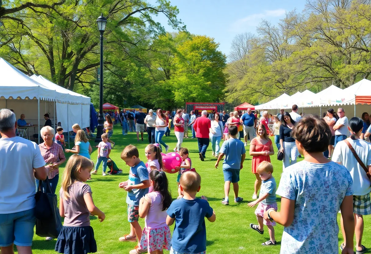 Families enjoying free events in Austin's parks