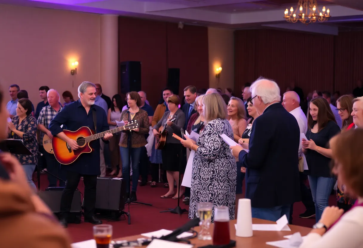 Community members attending a benefit concert for Hope House