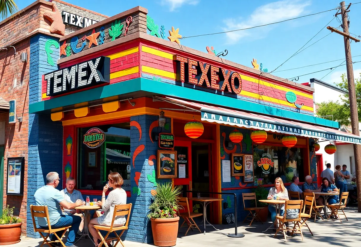Exterior view of a Chuy's restaurant with outdoor dining area