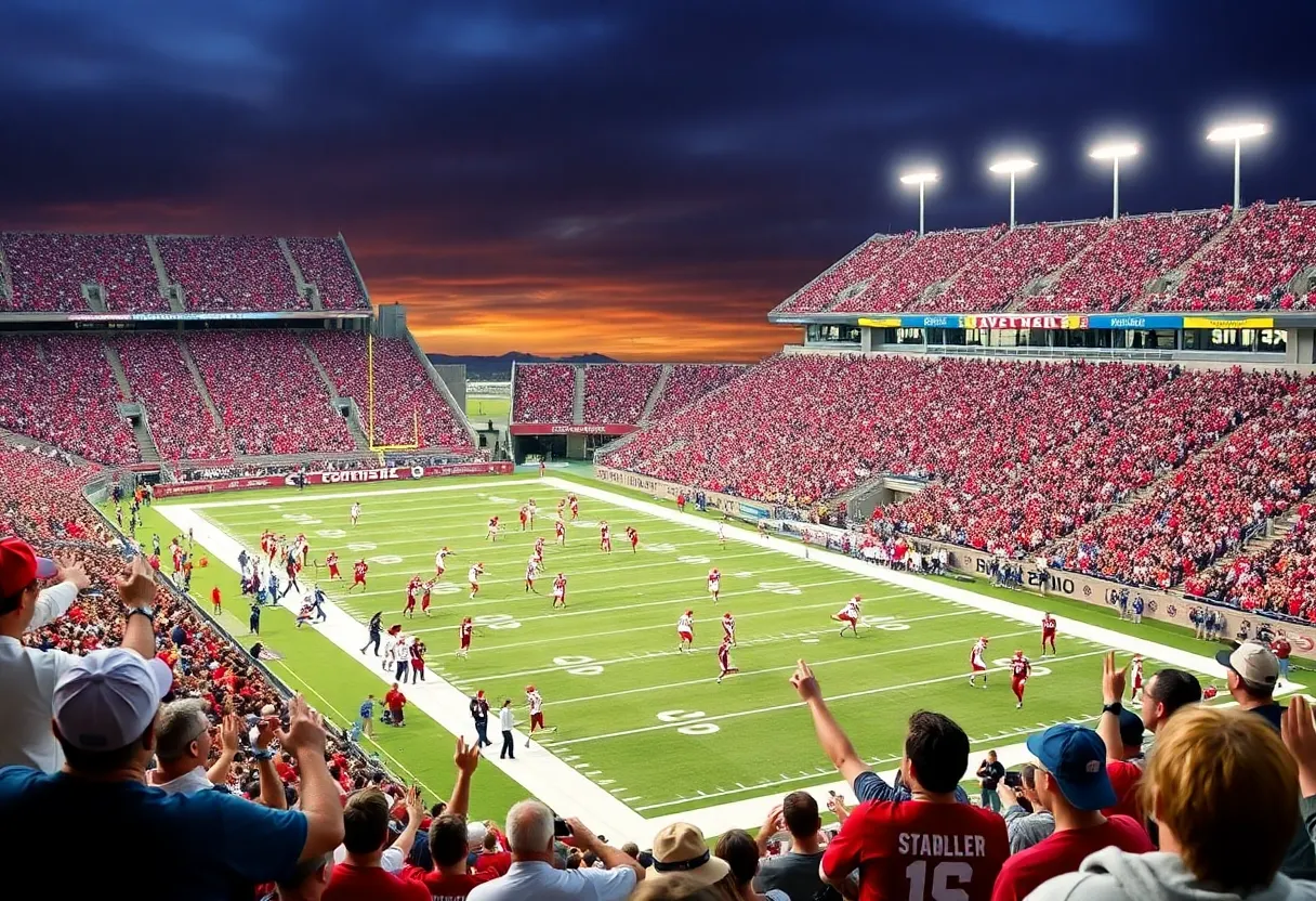 Columbia University football players celebrating a victory on the field