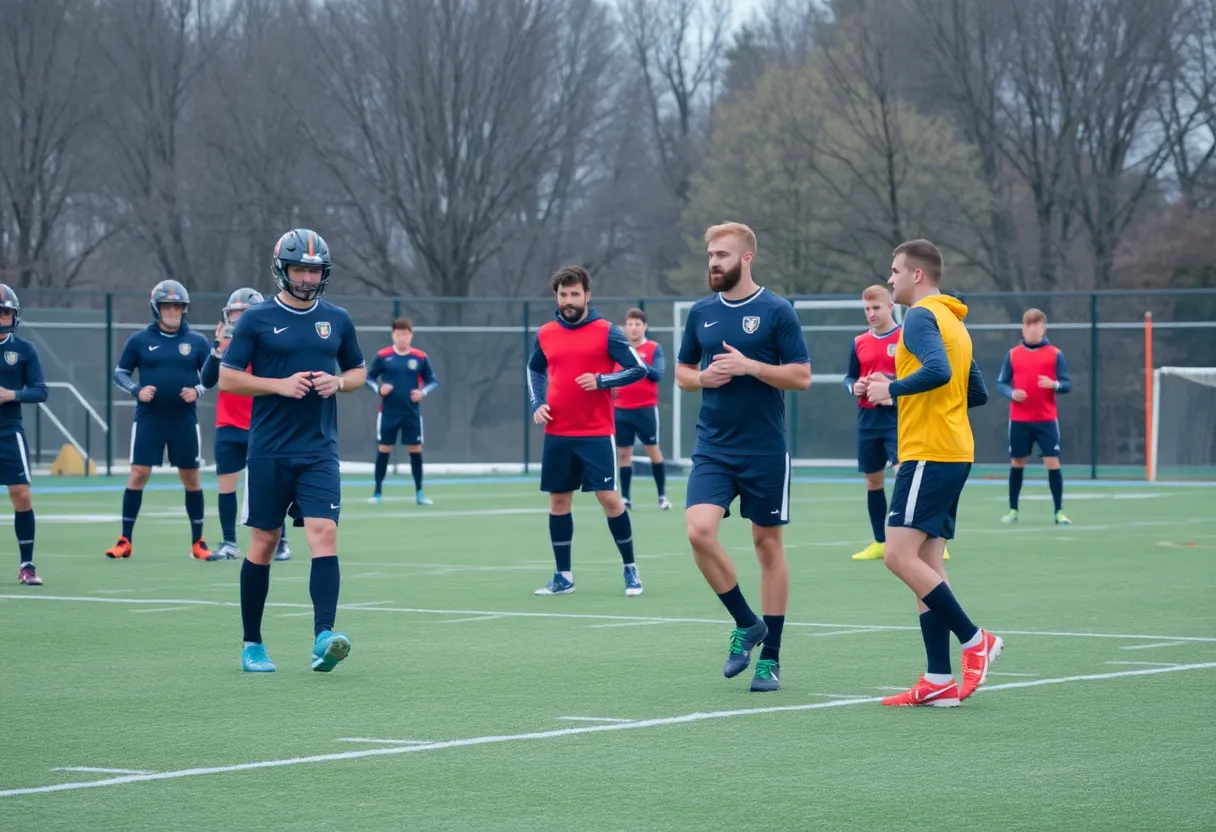 Georgetown High School Eagles football team in practice